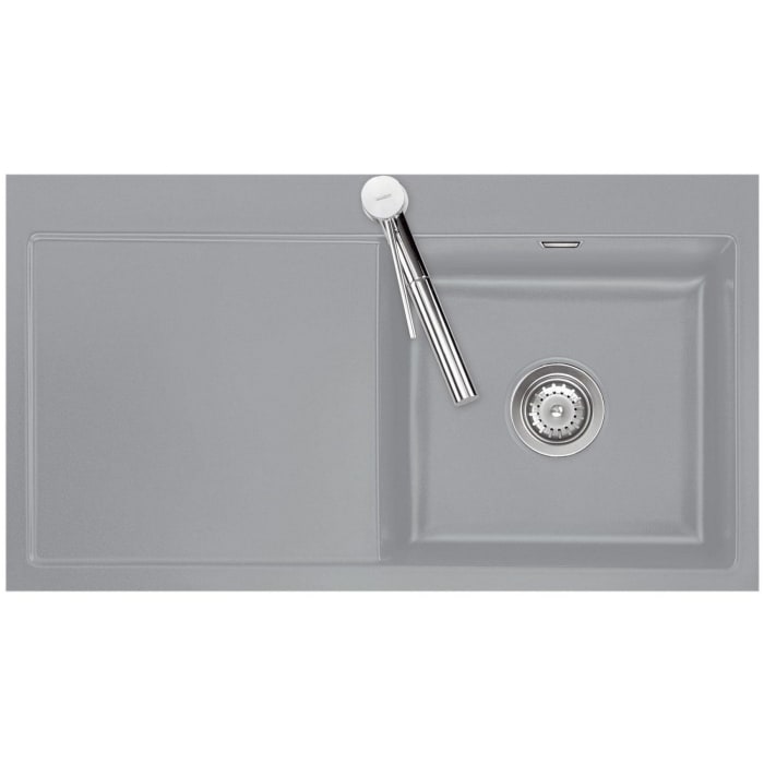 Systemceram Keradomo Mera 90 F Spüle rechts für flächenbündigen Einbau mit Handbetätigung, inkl. Armaturbohrung