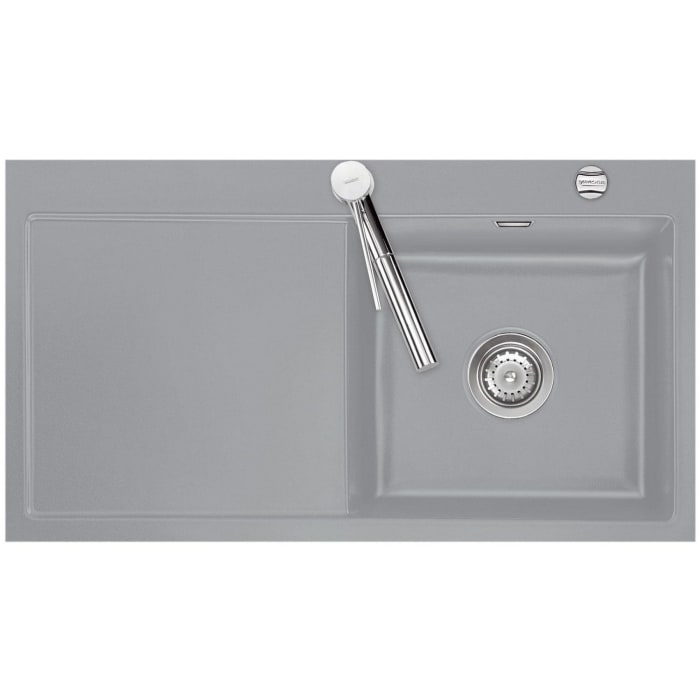 Systemceram Keradomo Mera 90 F Spüle rechts für flächenbündigen Einbau mit Excenterbetätigung, inkl. Armaturbohrung