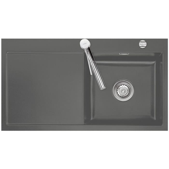 Systemceram Keradomo Mera 90 F Spüle rechts für flächenbündigen Einbau mit Excenterbetätigung, inkl. Armaturbohrung