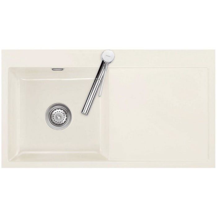 Systemceram Keradomo Mera 90 F Spüle links für flächenbündigen Einbau mit Handbetätigung, inkl. Armaturbohrung