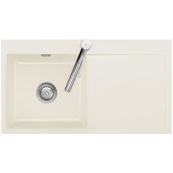 Systemceram Keradomo Mera 90 F Spüle links für flächenbündigen Einbau mit Handbetätigung, inkl. Armaturbohrung