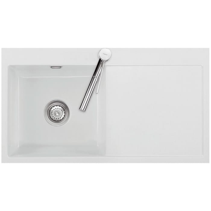 Systemceram Keradomo Mera 90 F Spüle links für flächenbündigen Einbau mit Handbetätigung, inkl. Armaturbohrung