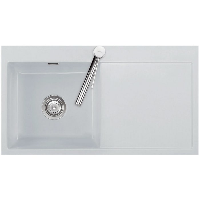 Systemceram Keradomo Mera 90 F Spüle links für flächenbündigen Einbau mit Handbetätigung, inkl. Armaturbohrung