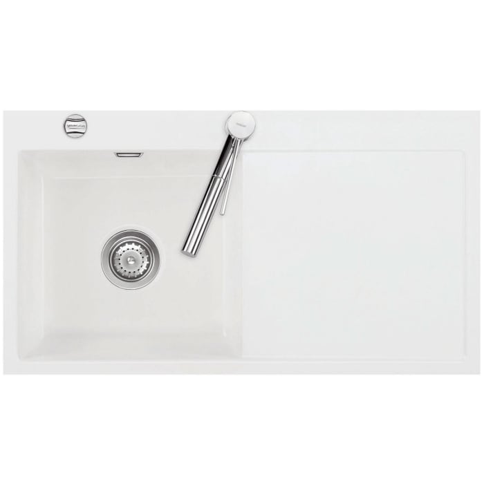 Systemceram Keradomo Mera 90 F Spüle links für flächenbündigen Einbau mit Excenterbetätigung, inkl. Armaturbohrung