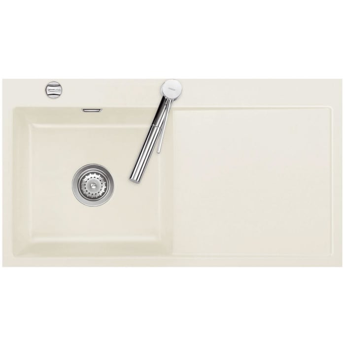 Systemceram Keradomo Mera 90 F Spüle links für flächenbündigen Einbau mit Excenterbetätigung, inkl. Armaturbohrung