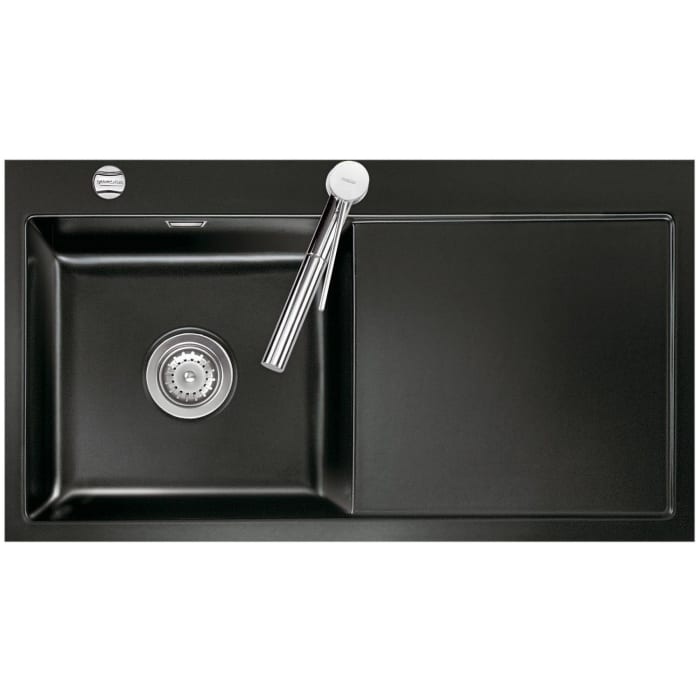 Systemceram Keradomo Mera 90 F Spüle links für flächenbündigen Einbau mit Excenterbetätigung, inkl. Armaturbohrung