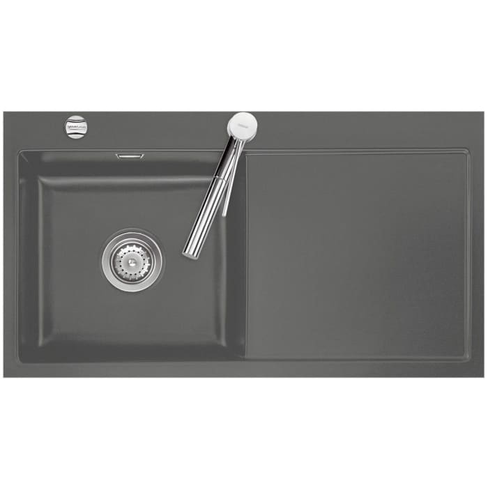 Systemceram Keradomo Mera 90 F Spüle links für flächenbündigen Einbau mit Excenterbetätigung, inkl. Armaturbohrung