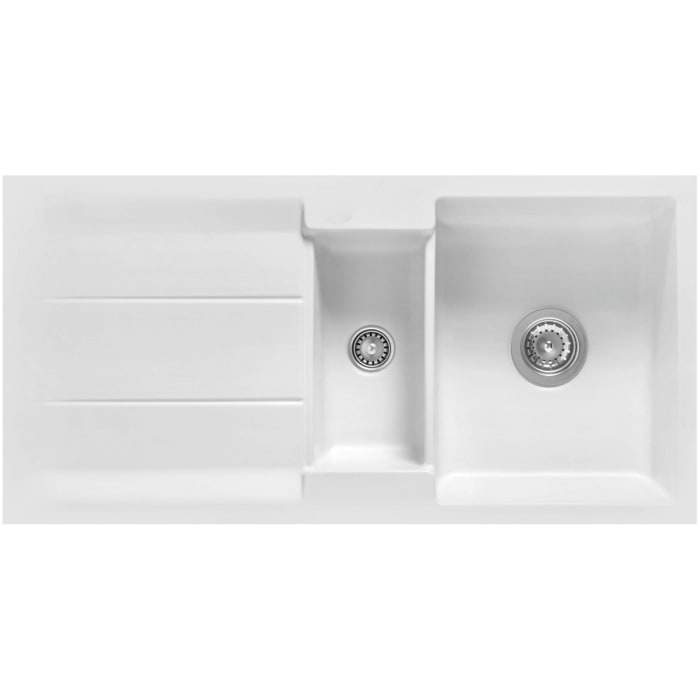 Systemceram Keradomo Genea 100 F Spüle reversibel für flächenbündigen Einbau mit Handbetätigung, ohne Hahnlochbohrung