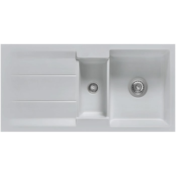 Systemceram Keradomo Genea 100 F Spüle reversibel für flächenbündigen Einbau mit Handbetätigung, ohne Hahnlochbohrung