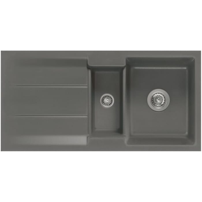 Systemceram Keradomo Genea 100 F Spüle reversibel für flächenbündigen Einbau mit Handbetätigung, ohne Hahnlochbohrung