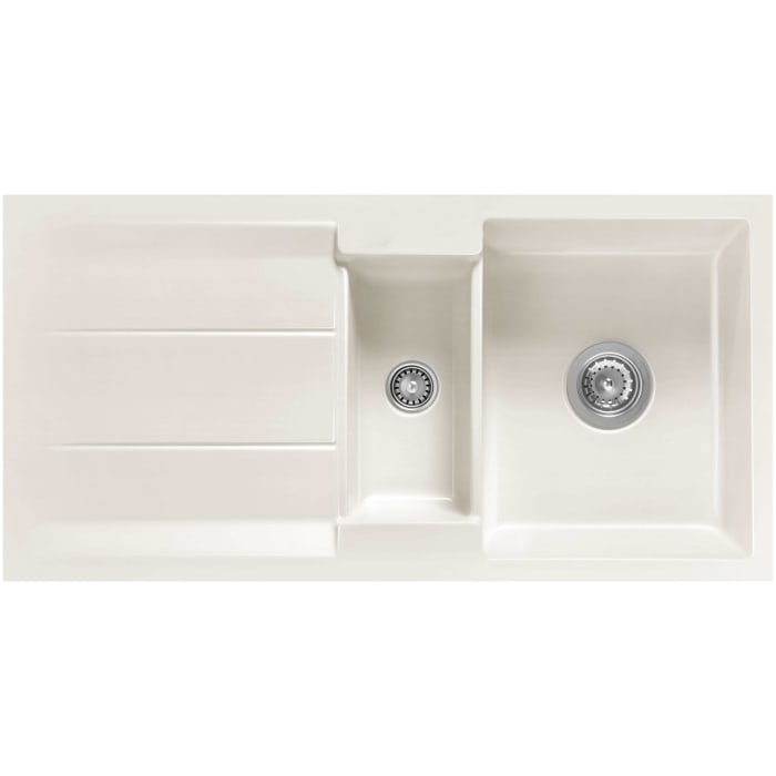 Systemceram Keradomo Genea 100 F Spüle reversibel für flächenbündigen Einbau mit Excenterbetätigung, ohne Hahnlochbohrung