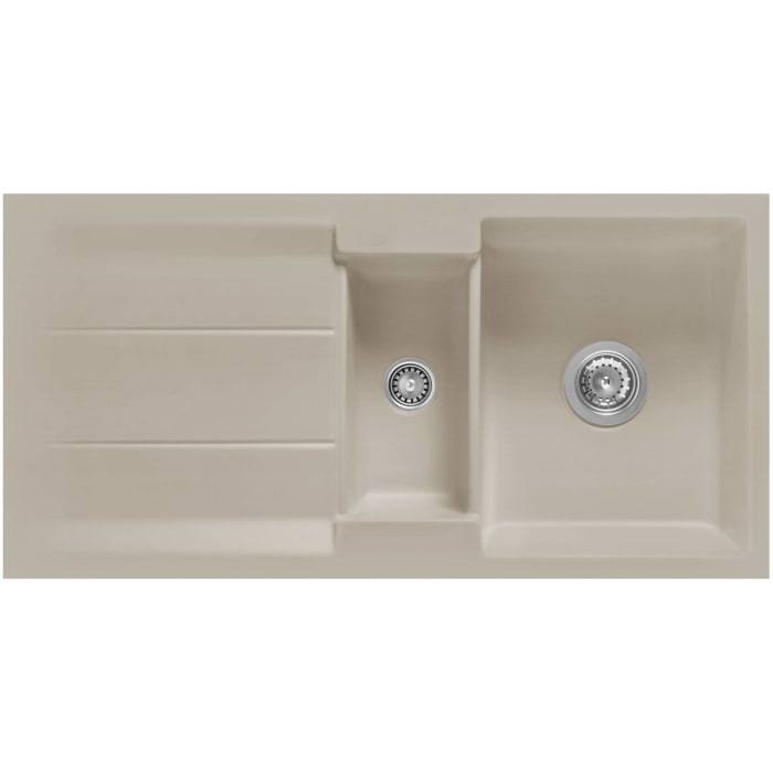 Systemceram Keradomo Genea 100 F Spüle reversibel für flächenbündigen Einbau mit Excenterbetätigung, ohne Hahnlochbohrung