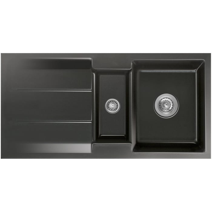 Systemceram Keradomo Genea 100 F Spüle reversibel für flächenbündigen Einbau mit Excenterbetätigung, ohne Hahnlochbohrung