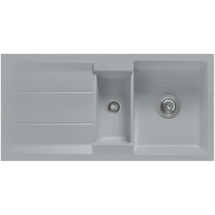 Systemceram Keradomo Genea 100 F Spüle reversibel für flächenbündigen Einbau mit Excenterbetätigung, ohne Hahnlochbohrung