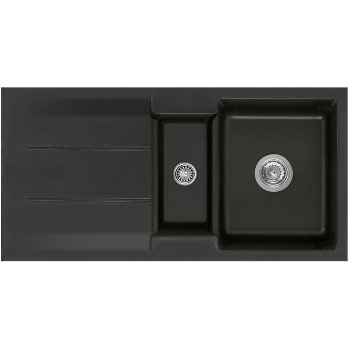 Systemceram Keradomo Genea 100 F Spüle reversibel für flächenbündigen Einbau mit Excenterbetätigung, ohne Hahnlochbohrung