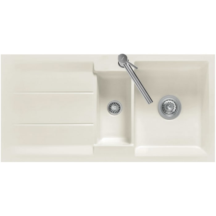 Systemceram Keradomo Genea 100 F Spüle reversibel für flächenbündigen Einbau mit Handbetätigung, ohne Hahnlochbohrung