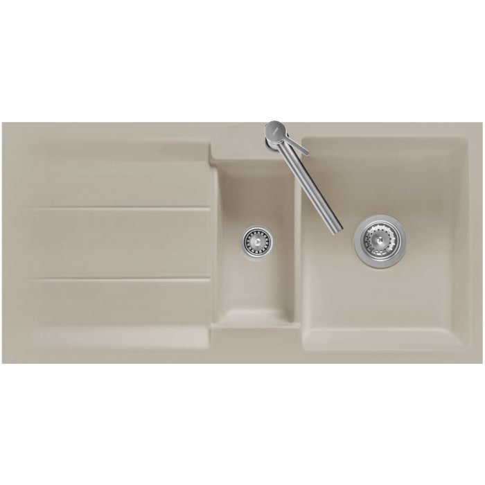 Systemceram Keradomo Genea 100 F Spüle reversibel für flächenbündigen Einbau mit Handbetätigung, ohne Hahnlochbohrung