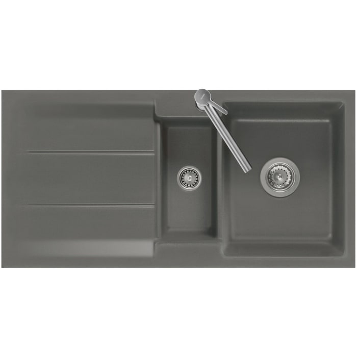 Systemceram Keradomo Genea 100 F Spüle reversibel für flächenbündigen Einbau mit Handbetätigung, ohne Hahnlochbohrung