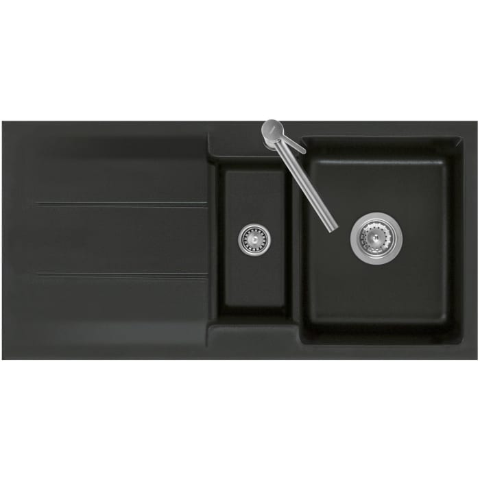 Systemceram Keradomo Genea 100 F Spüle reversibel für flächenbündigen Einbau mit Handbetätigung, ohne Hahnlochbohrung