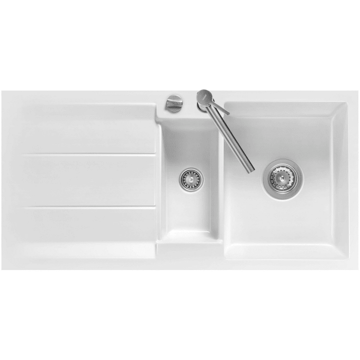 Systemceram Keradomo Genea 100 F Spüle reversibel für flächenbündigen Einbau mit Excenterbetätigung, ohne Hahnlochbohrung