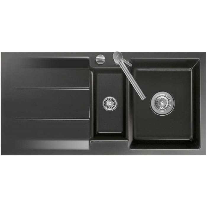 Systemceram Keradomo Genea 100 F Spüle reversibel für flächenbündigen Einbau mit Excenterbetätigung, ohne Hahnlochbohrung