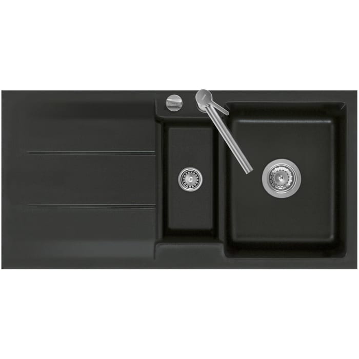 Systemceram Keradomo Genea 100 F Spüle reversibel für flächenbündigen Einbau mit Excenterbetätigung, ohne Hahnlochbohrung