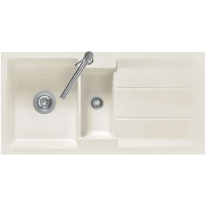 Systemceram Keradomo Genea 100 F Spüle reversibel für flächenbündigen Einbau mit Handbetätigung, ohne Hahnlochbohrung