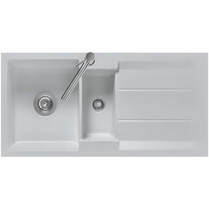 Systemceram Keradomo Genea 100 F Spüle reversibel für flächenbündigen Einbau mit Handbetätigung, ohne Hahnlochbohrung