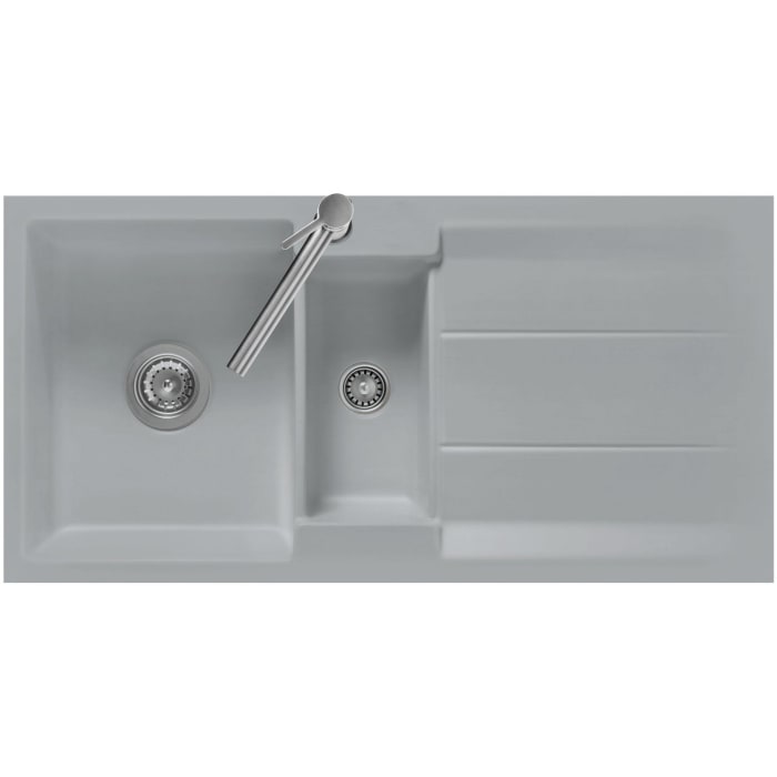 Systemceram Keradomo Genea 100 F Spüle reversibel für flächenbündigen Einbau mit Handbetätigung, ohne Hahnlochbohrung