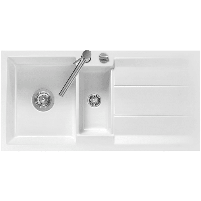 Systemceram Keradomo Genea 100 F Spüle reversibel für flächenbündigen Einbau mit Excenterbetätigung, ohne Hahnlochbohrung