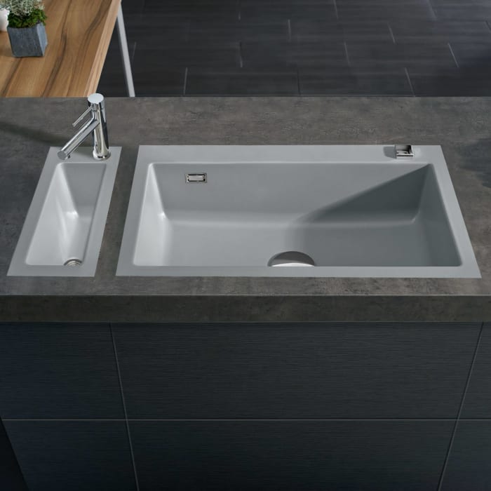 Systemceram Keradomo Mera 24 F Spüle für flächenbündigen Einbau mit Handbetätigung, ohne Hahnlochbohrung