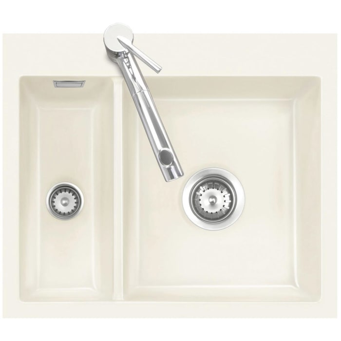 Systemceram Keradomo Mera 60 F Spüle für flächenbündigen Einbau mit Handbetätigung, inkl. Armaturbohrung