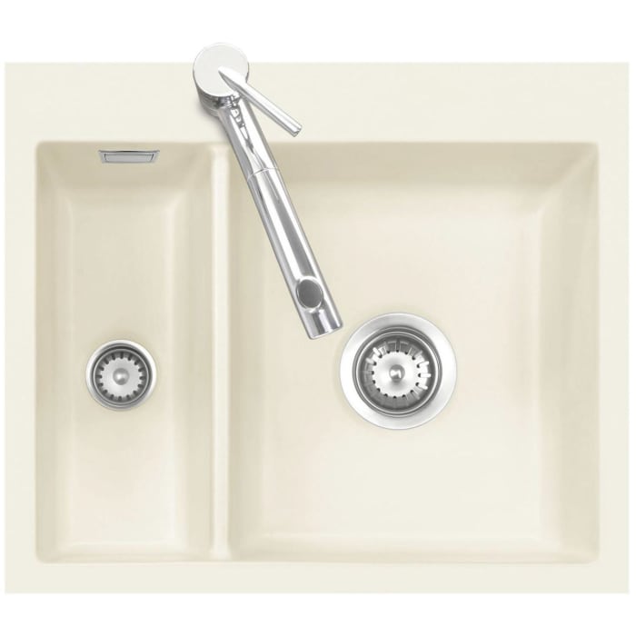 Systemceram Keradomo Mera 60 F Spüle für flächenbündigen Einbau mit Handbetätigung, inkl. Armaturbohrung