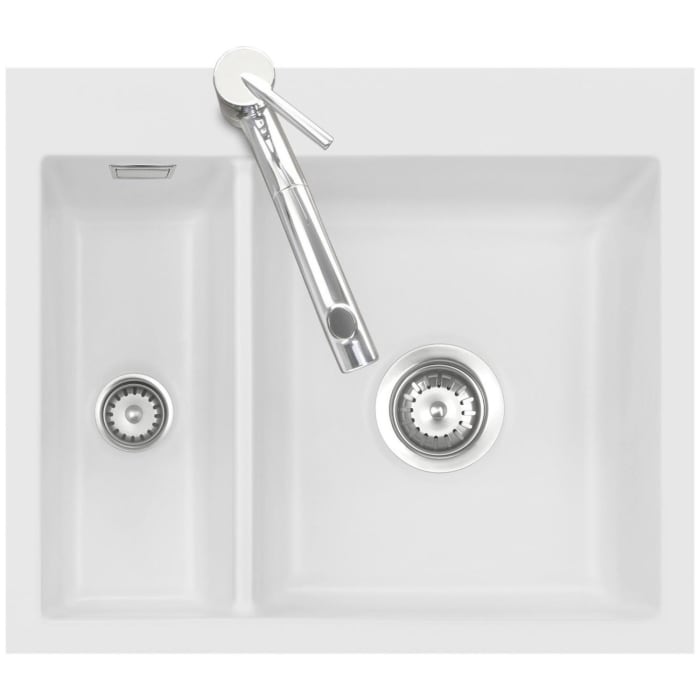 Systemceram Keradomo Mera 60 F Spüle für flächenbündigen Einbau mit Handbetätigung, inkl. Armaturbohrung