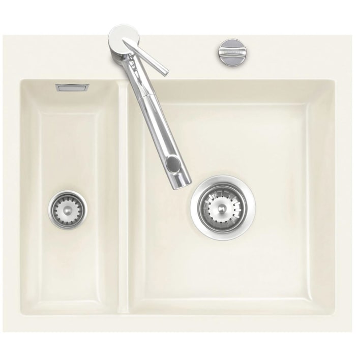 Systemceram Keradomo Mera 60 F Spüle für flächenbündigen Einbau mit Excenterbetätigung, inkl. Armaturbohrung