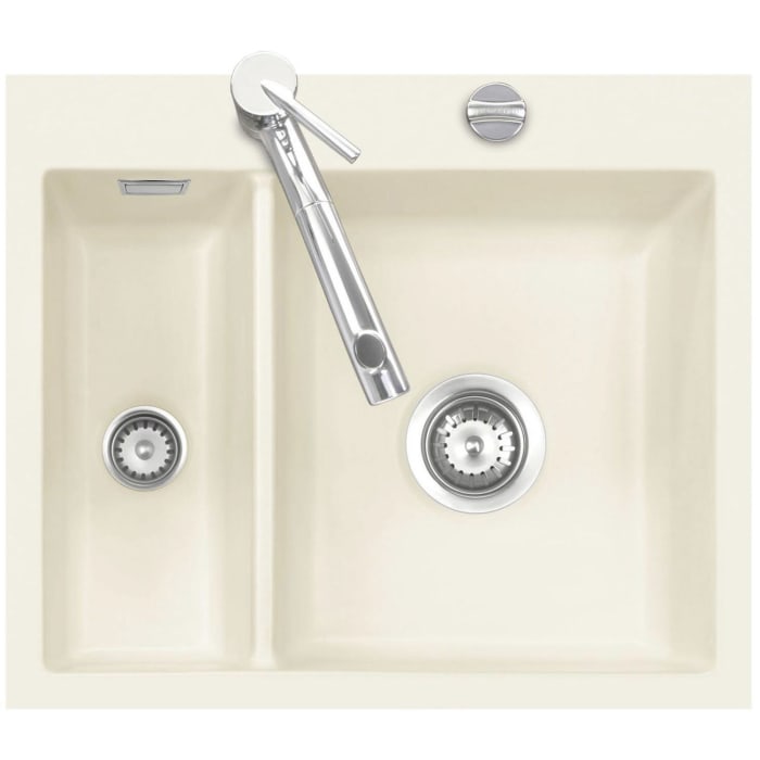 Systemceram Keradomo Mera 60 F Spüle für flächenbündigen Einbau mit Excenterbetätigung, inkl. Armaturbohrung