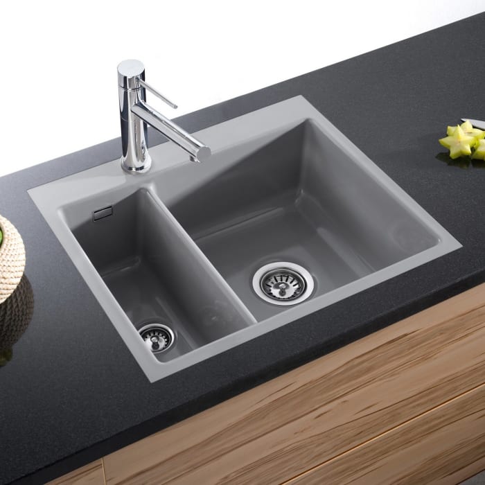 Systemceram Keradomo Mera 60 F Spüle für flächenbündigen Einbau mit Handbetätigung, inkl. Armaturbohrung