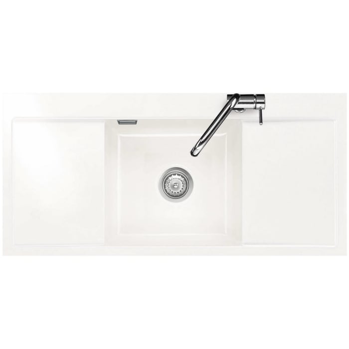 Systemceram Keradomo Middle F Spüle für flächenbündigen Einbau mit Handbetätigung, ohne Hahnlochbohrung