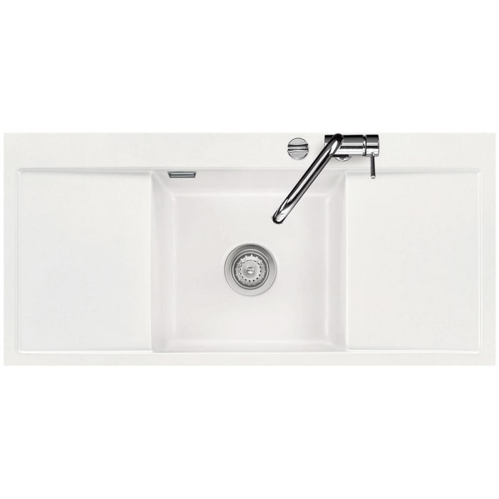 Systemceram Keradomo Middle F Spüle für flächenbündigen Einbau mit Excenterbetätigung, ohne Hahnlochbohrung