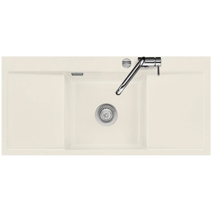 Systemceram Keradomo Middle F Spüle für flächenbündigen Einbau mit Excenterbetätigung, ohne Hahnlochbohrung