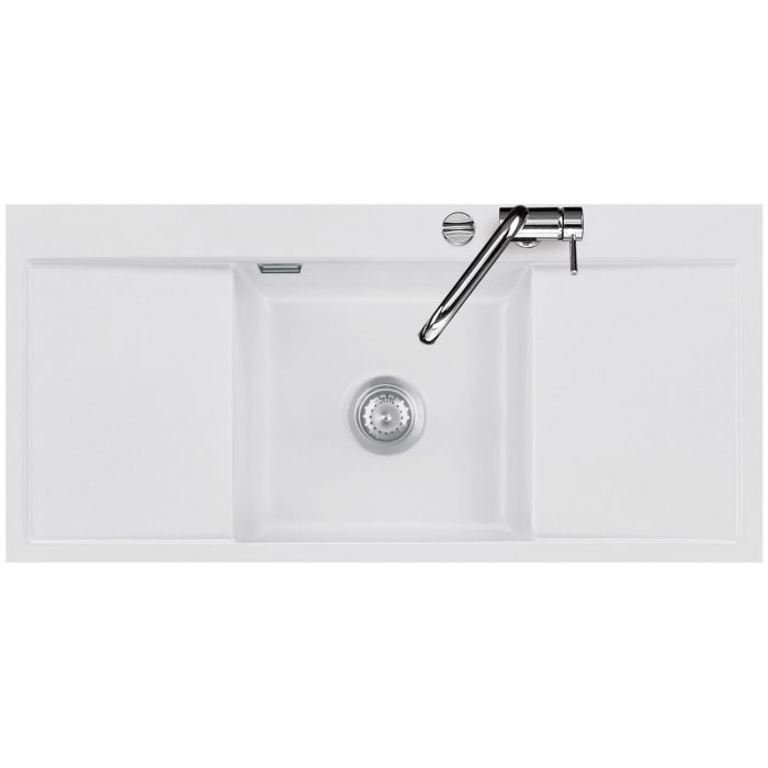 Systemceram Keradomo Middle F Spüle für flächenbündigen Einbau mit Excenterbetätigung, ohne Hahnlochbohrung