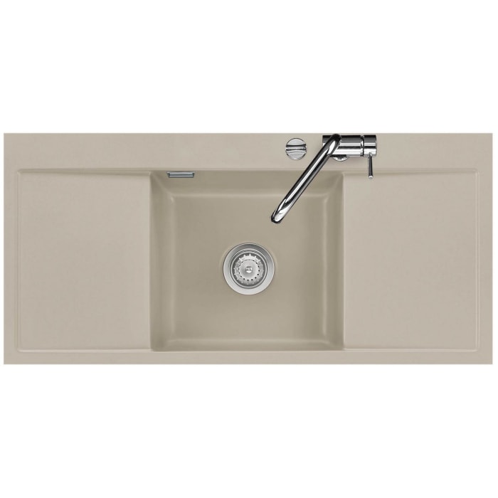 Systemceram Keradomo Middle F Spüle für flächenbündigen Einbau mit Excenterbetätigung, ohne Hahnlochbohrung