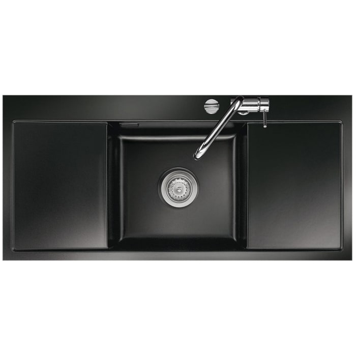 Systemceram Keradomo Middle F Spüle für flächenbündigen Einbau mit Excenterbetätigung, ohne Hahnlochbohrung