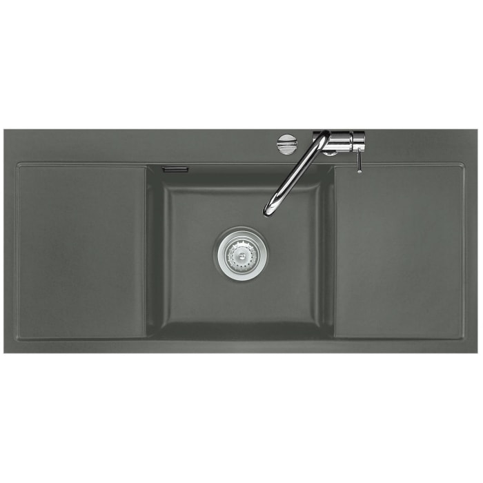 Systemceram Keradomo Middle F Spüle für flächenbündigen Einbau mit Excenterbetätigung, ohne Hahnlochbohrung