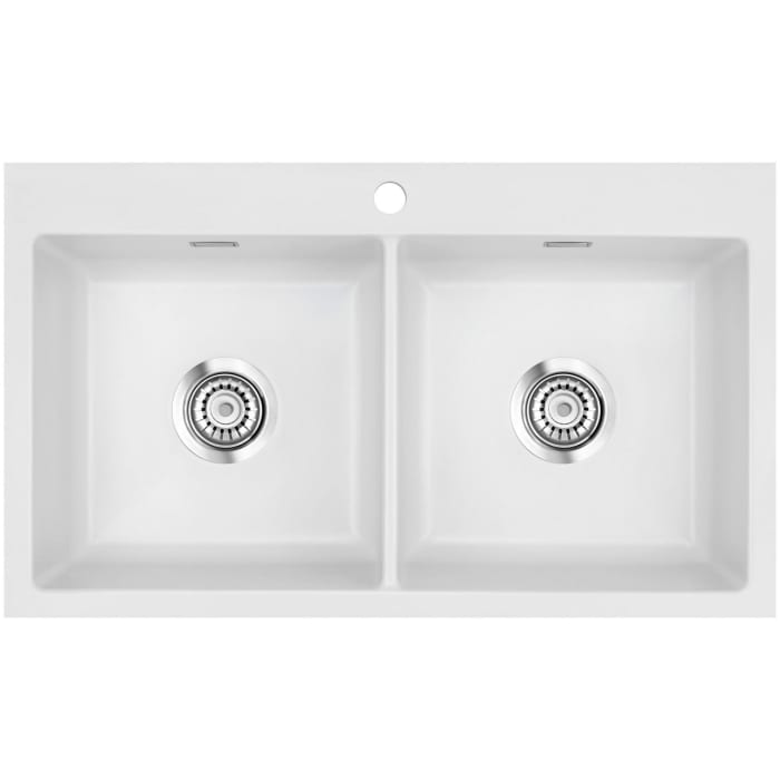 Systemceram Keradomo Mera Twin F Spüle für flächenbündigen Einbau mit Handbetätigung, inkl. Armaturbohrung