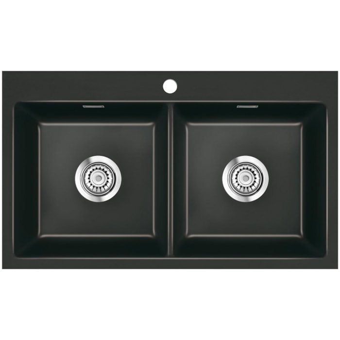 Systemceram Keradomo Mera Twin F Spüle für flächenbündigen Einbau mit Handbetätigung, inkl. Armaturbohrung