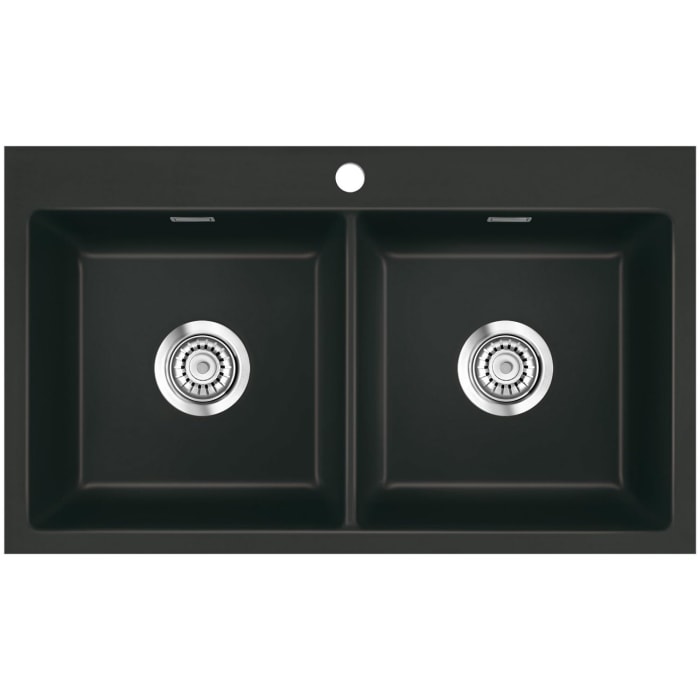 Systemceram Keradomo Mera Twin F Spüle für flächenbündigen Einbau mit Handbetätigung, inkl. Armaturbohrung