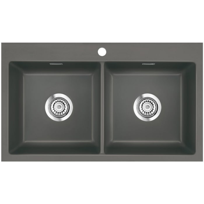 Systemceram Keradomo Mera Twin F Spüle für flächenbündigen Einbau mit Excenterbetätigung, inkl. Armaturbohrung