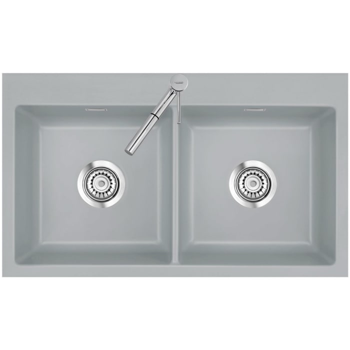 Systemceram Keradomo Mera Twin F Spüle für flächenbündigen Einbau mit Handbetätigung, inkl. Armaturbohrung