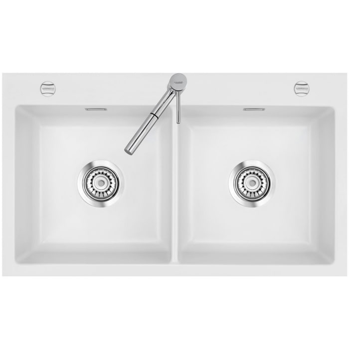 Systemceram Keradomo Mera Twin F Spüle für flächenbündigen Einbau mit Excenterbetätigung, inkl. Armaturbohrung